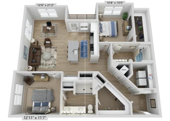 2 bed 2 bath K at Elwood Apartments, North Carolina
