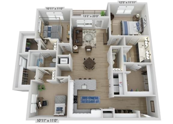 3 bed 2 bath E at Elwood Apartments, North Carolina
