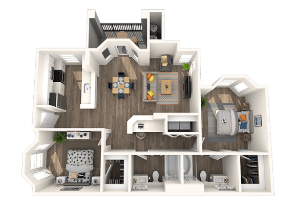 2B Floor Plan at Octave Apartments, Las Vegas, NV, 89123