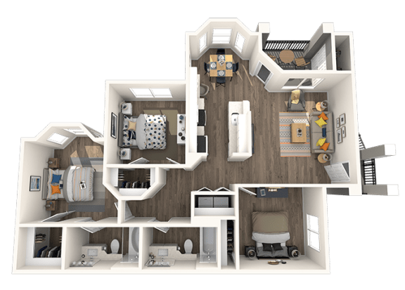 3A Floor Plan at Octave Apartments, Las Vegas, NV