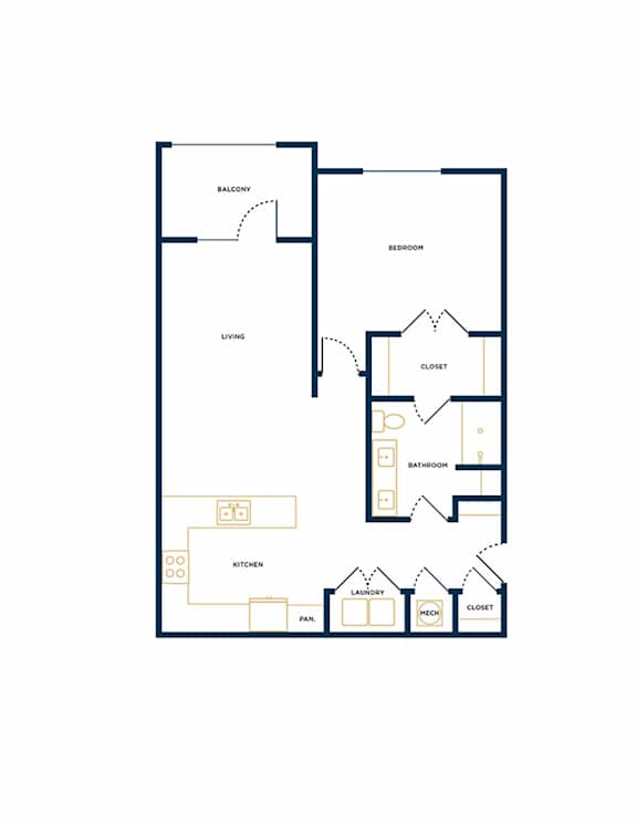Floor Plan  A2 One Bedroom One Floorplan at Folksong Apartments, Flowery Branch, GA