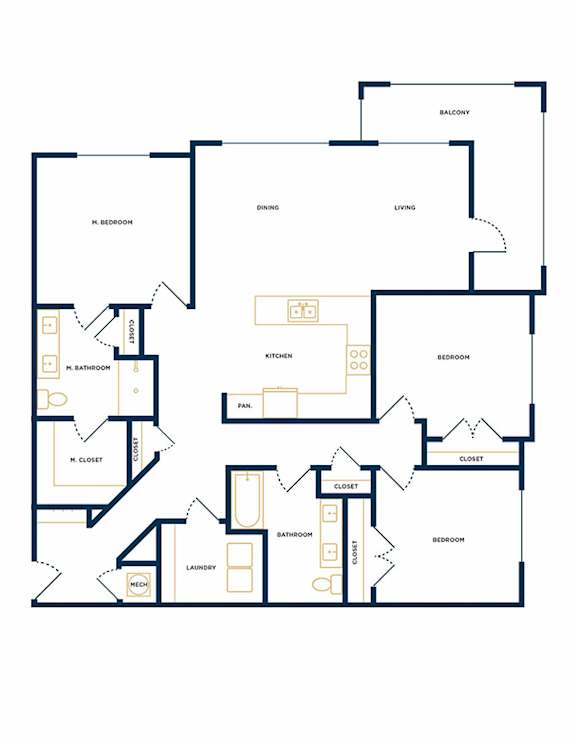 C2 Two Bedroom Two Floorplan at Folksong Apartments, Flowery Branch, GA