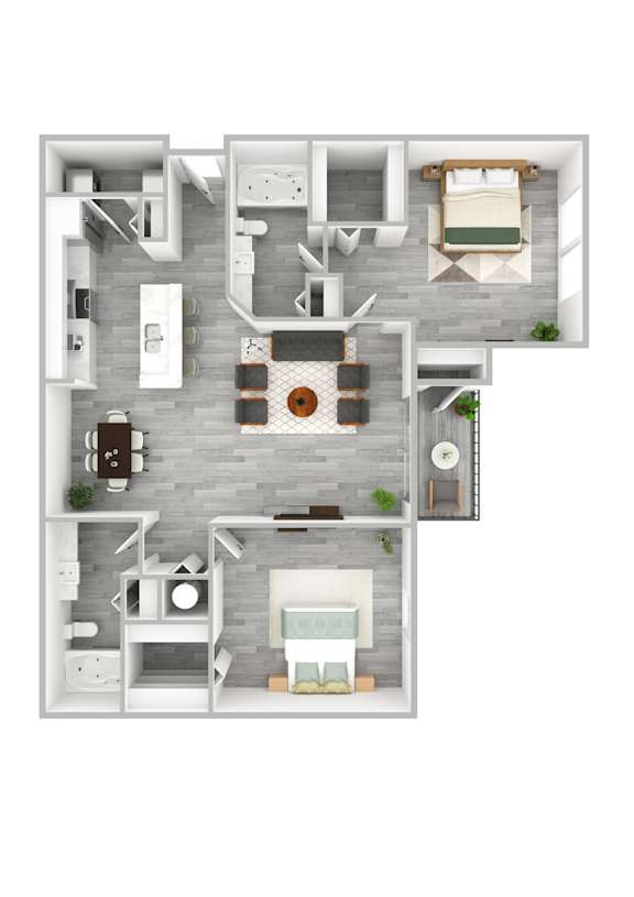 2 bedroom 2 bathroom The Preserve at Westchase B1 3D Floor Plan at The Preserve at Westchase, Tampa, FL