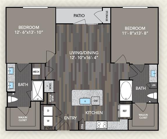 Starting from 1060 Square-Feet 2 bed 2 bath B1 B1 Floor Plan at The Alden at Cedar Park, Cedar Park, TX, 78613