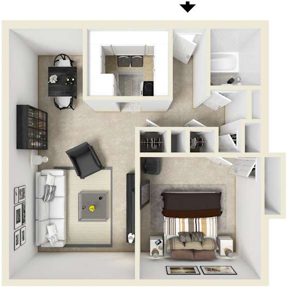 a floor plan of a 1 bedroom apartment at the crossings at white marsh apartments in white marsh