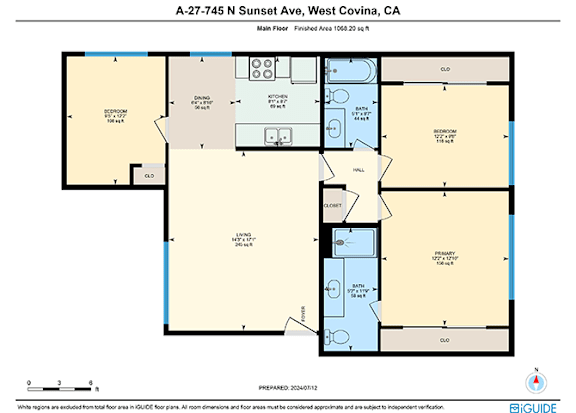 A floor plan for a property located at 27-745 N Sunset Ave, West Covina, CA.