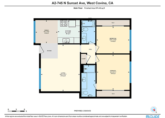 A floor plan for a property located at 27-45 N Sunset Ave, West Covina, CA.