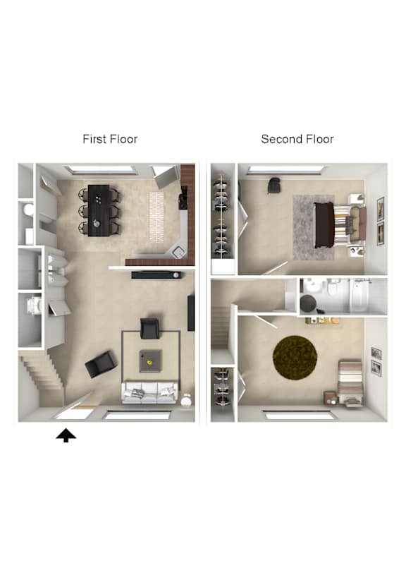 A diagram showing the layout of a house with two floors.