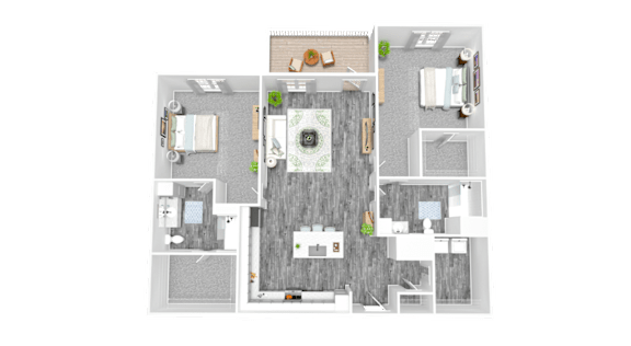 A floor plan of a house with a kitchen, living room, dining room, and bathroom.