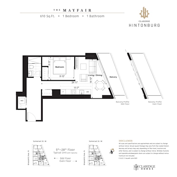 A floor plan for a property called The Mayfair in Hintonburg.