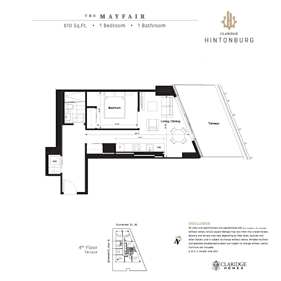 A floor plan for a property at The Mayfair shows a 4th floor terrace.