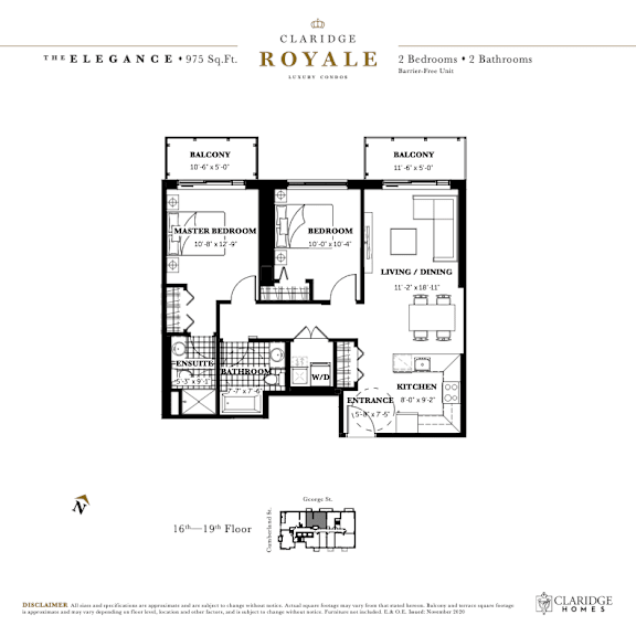 A black and white diagram of a Claridge Royale suite floor plan.
