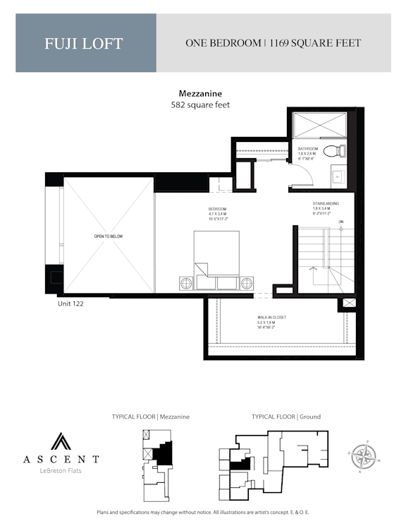 A floor plan for a one bedroom apartment sized at 1169 square feet.