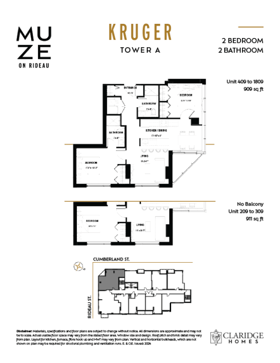 the floor plans of the upper and lower floors of the tower