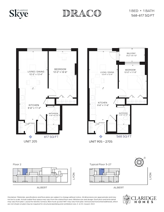 A floor plan for a home with two bedrooms and two bathrooms is shown.