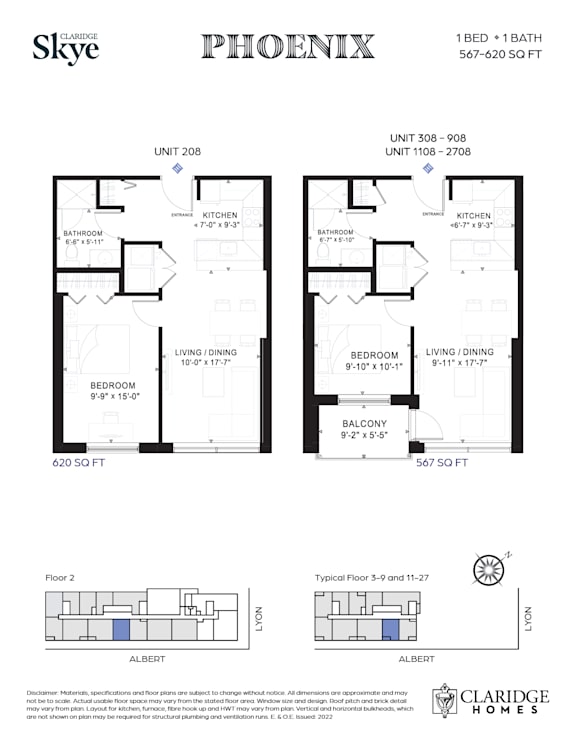 A floor plan for a home with two bedrooms and two bathrooms is shown.
