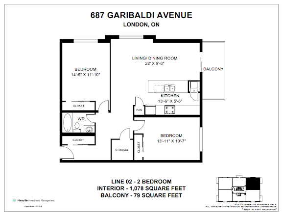 A floor plan for a property at 687 Garibaldi Avenue in London, Ontario.