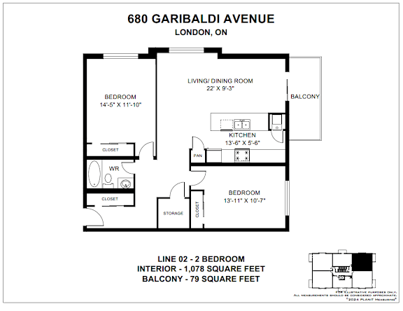 A floor plan for a property at 680 Garibaldi Avenue in London, Ontario, Canada.