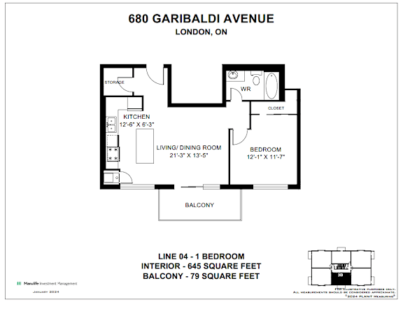 A floor plan for a property at 680 Garibaldi Avenue in London, Ontario, Canada.