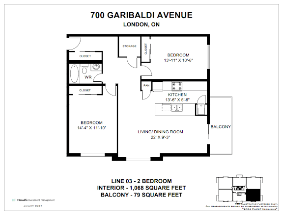 A floor plan for a property at 700 Garibaldi Avenue in London, Ontario, Canada.