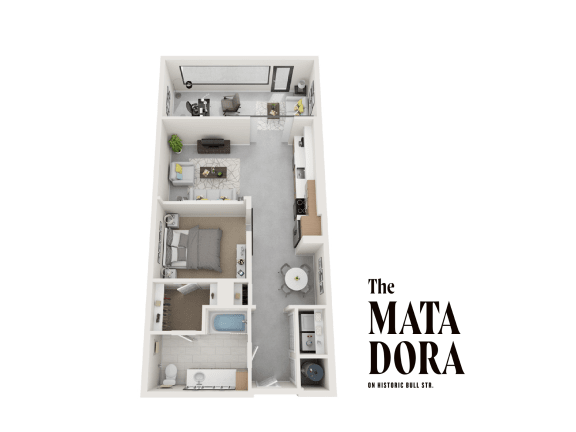 Floor Plan  1LW One Bedroom / One Bathat The Matadora, Georgia