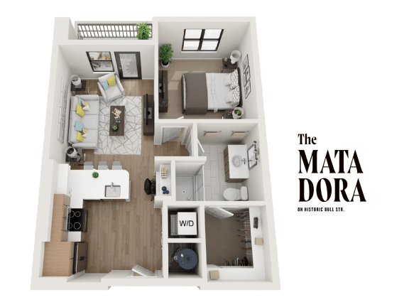 Floor Plan  1M One Bedroom / One Bath.at The Matadora, Georgia, 21995