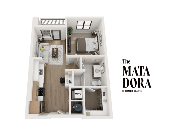 Floor Plan  1S One Bedroom / One Bath.at The Matadora, Savannah, GA 21995