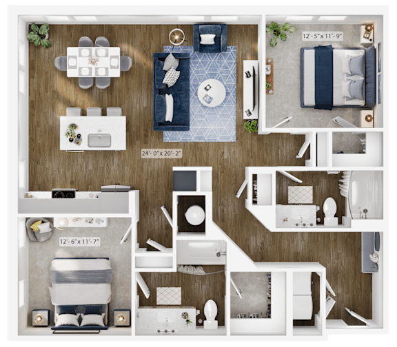a 1 bedroom floor plan with a bathroom and a living room