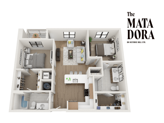 Floor Plan  2S Two Bedroom / Two Bath. at The Matadora, Savannah, 21995