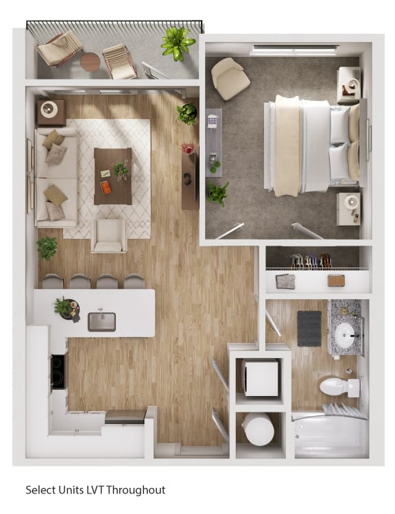 Floor Plan  1 Bed 1 Bath Floor Plan at The Fitzgerald, Spartanburg, SC, 29302