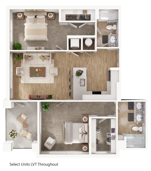 Floor Plan  2 Bedroom 2 Bath Floor Plan at The Fitzgerald, Spartanburg