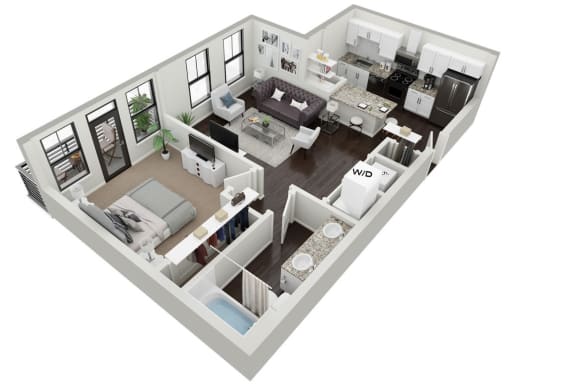Floor Plan  1 Bedroom 1 Bath with Balcony B at Skylark, Savannah, GA