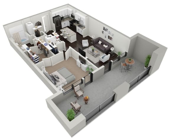 Floor Plan  1 Bedroom 1 Bath with large Terrace at Skylark, Savannah