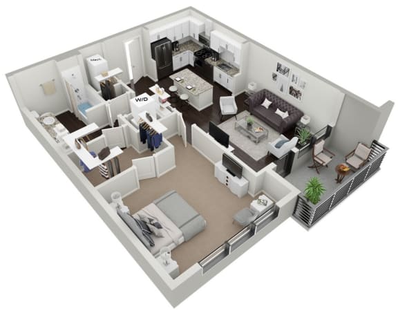 Floor Plan  1 Bedroom 1 Bath with Balcony E at Skylark, Georgia, 31401