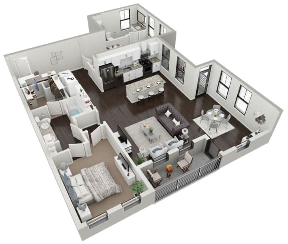 Floor Plan  Large 2 Bedroom 2 Bath with Double Balconies at Skylark, Savannah, GA