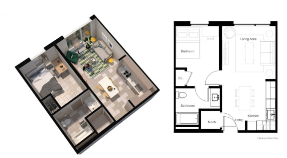 one bedroom floorplan