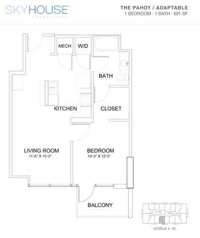 A floor plan of a Skyhouse Crabbeside property showing the layout of the rooms.