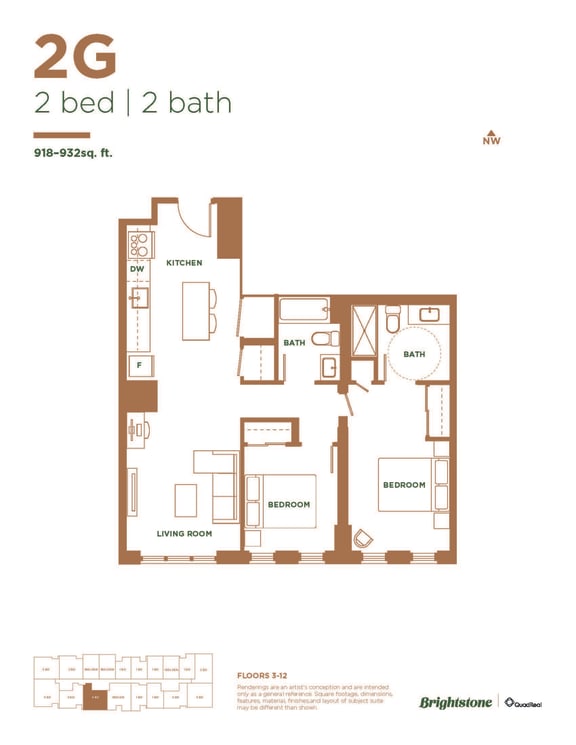 the floor plan of residence 2 bed 2 bath