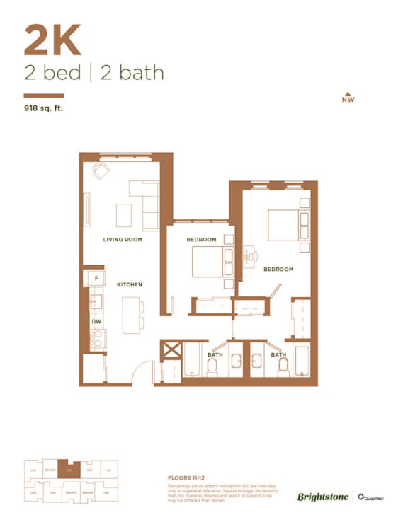 a typical floor plan of a 2 bedroom apartment