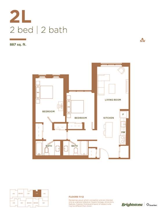 a typical floor plan of a 2 bedroom apartment