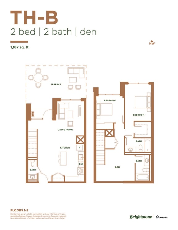 a typical floor plan of a 2 bedroom apartment