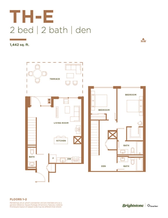 a typical floor plan of a 2 bedroom apartment