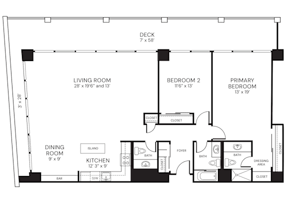 1440sf 2 bedroom 2 .5 bath