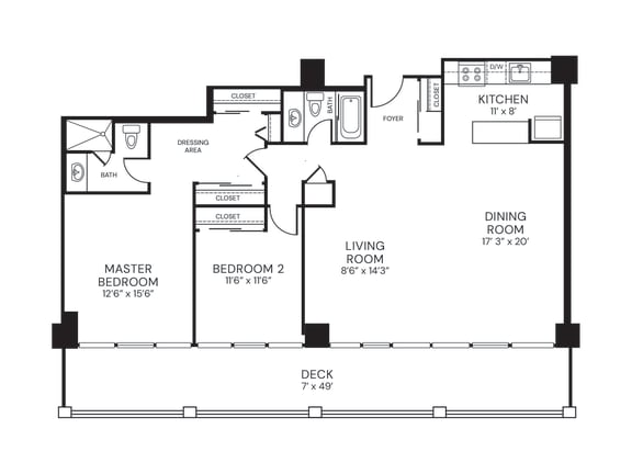 Floor Plan  a floor plan of a house with bedrooms and a living room