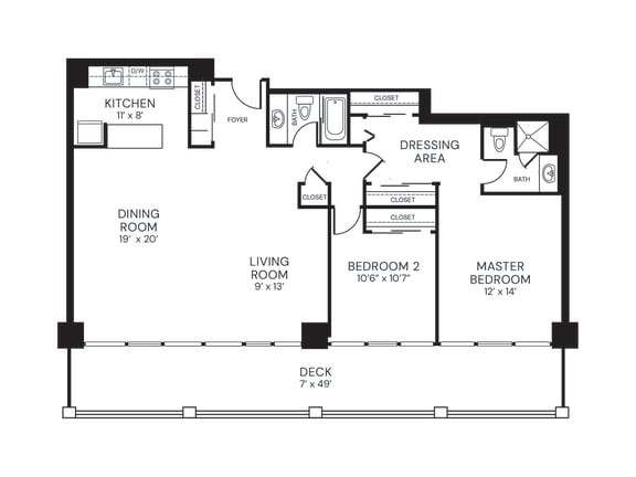 Floor Plan  a floor plan of a house with bedrooms and a living room and a dining room