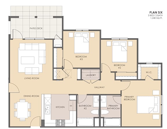 A floor plan of a home with a living room, dining room, kitchen, and multiple bedrooms.