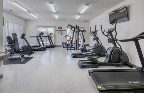 our state of the art gym is fully equipped with exercise equipment and a flat screen tv
