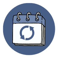 A calendar with a recycle symbol on it.