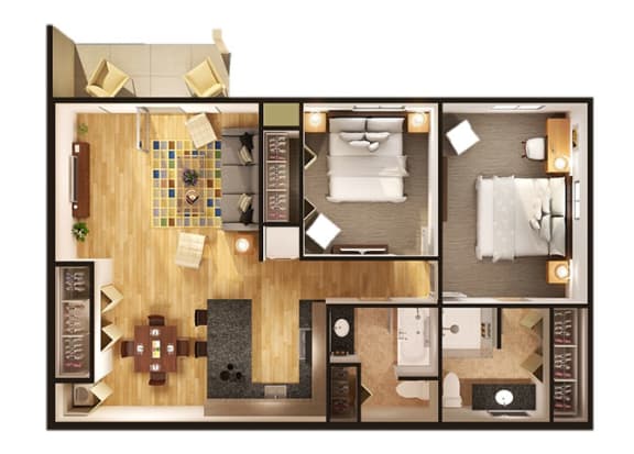 Floor Plan at Oliver Apartments, Temperance, 48182