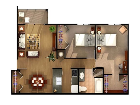 Two Bedroom One Bath at Martin Estates Apartments, Shelbyville, Indiana